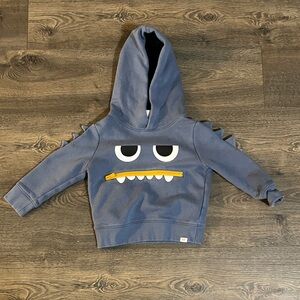 GAP Slate Blue Kids Monster Hoodie with Yellow Zipper Detail